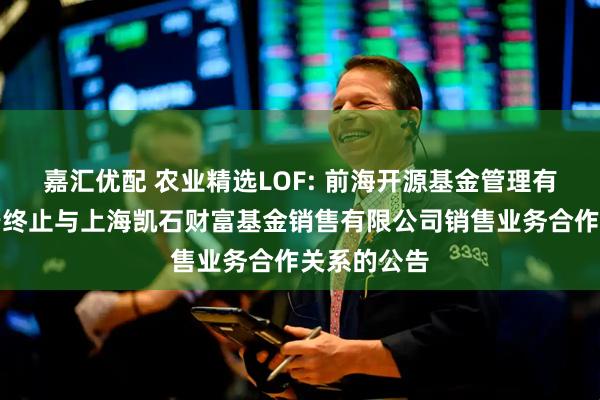 嘉汇优配 农业精选LOF: 前海开源基金管理有限公司关于终止与上海凯石财富基金销售有限公司销售业务合作关系的公告